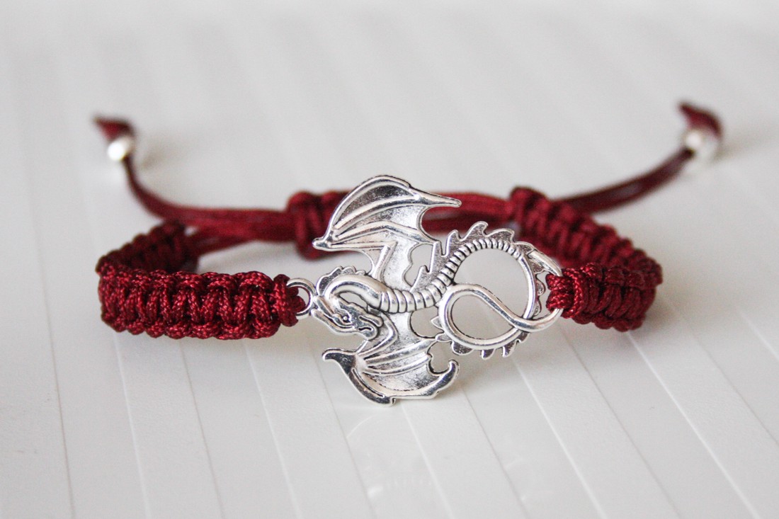 Brățară Makramé - Dragon burgundy -  - Artynos.ro