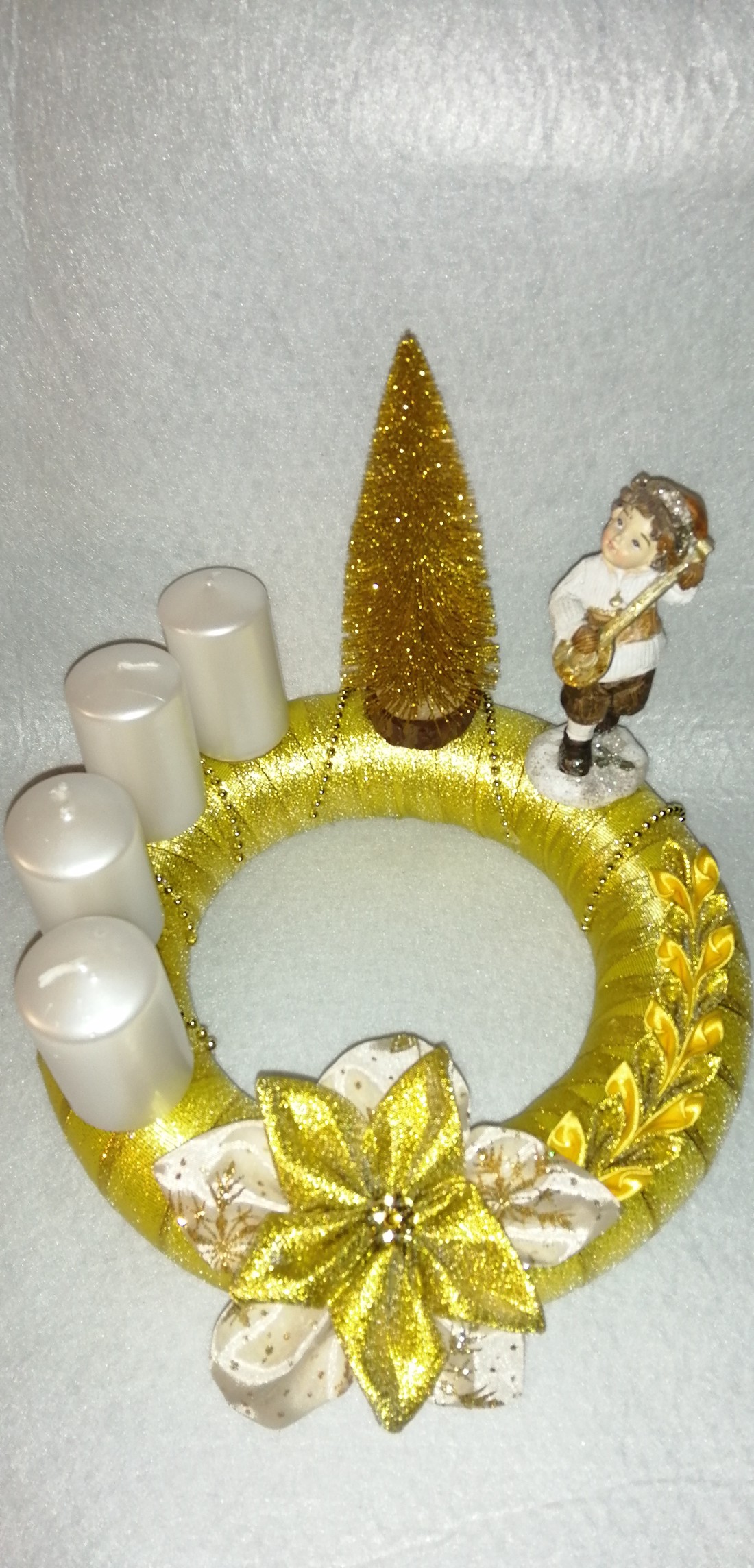 Coroană de Advent în aur - crăciun - decorațiuni de advent - coroniță advent - Artynos.ro