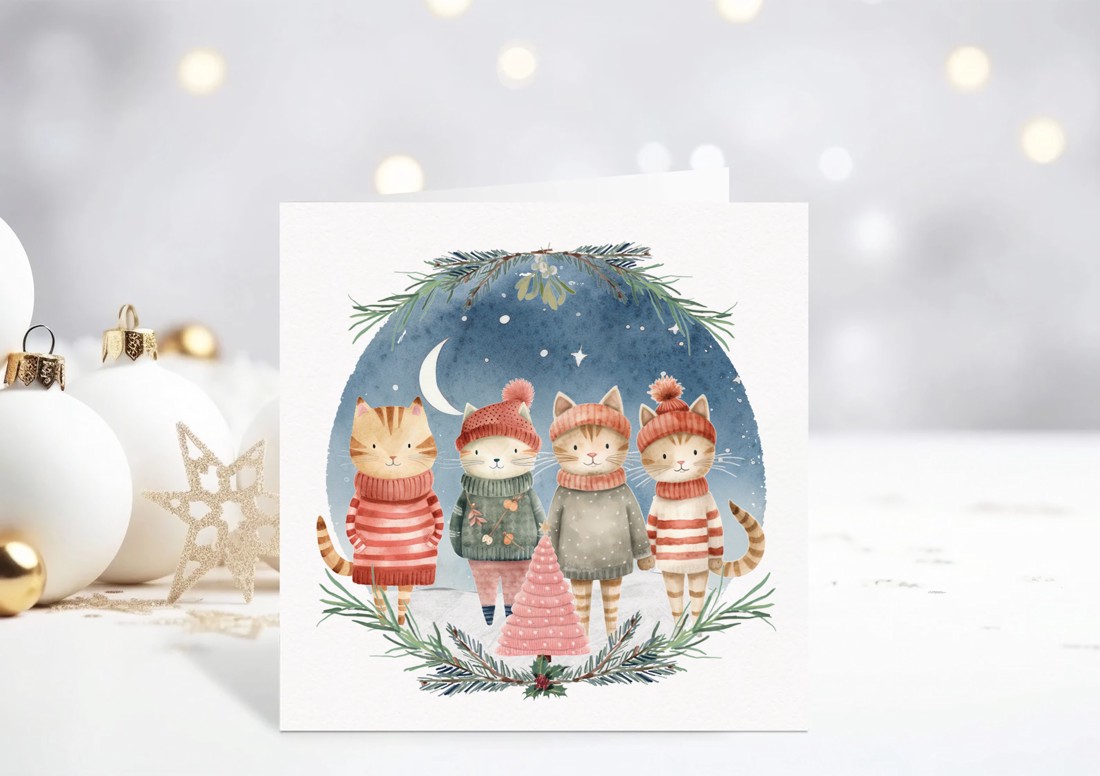 Felicitare de Crăciun, felicitare, felicitare cadou, pisică - - Artynos.ro Felicitare de Crăciun, felicitare, felicitare cadou, pisică - - Artynos.ro
