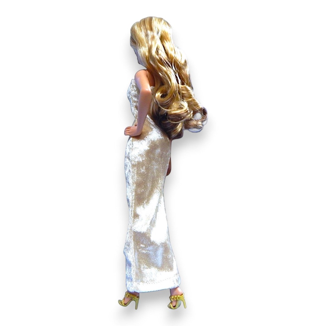 NOU! Rochie de seară din catifea strălucitoare, cu decupaj înalt � pentru păpuși de tip Barbie (a106pb) -  - Artynos.ro