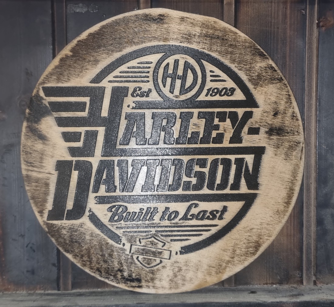 Harley Davidson Laser gravat Imagine din lemn - casă & stil de viață - accesorii pentru decorat casa - picturi murale - artă de perete din lemn - Artynos.ro