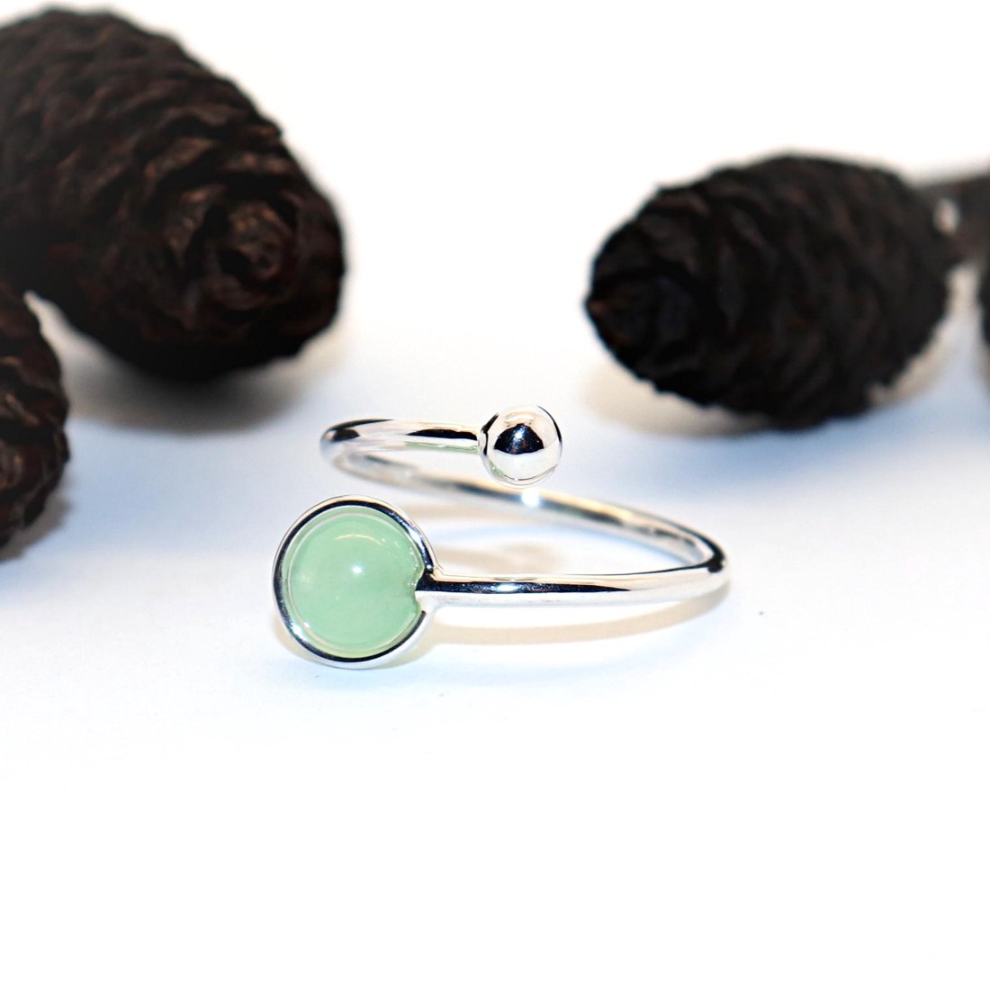 Piatra de jad, inel de argint pentru femei, mărimea 56, ajustabil (EGY.292) - bijuterii - inele - inele din argint - Artynos.ro