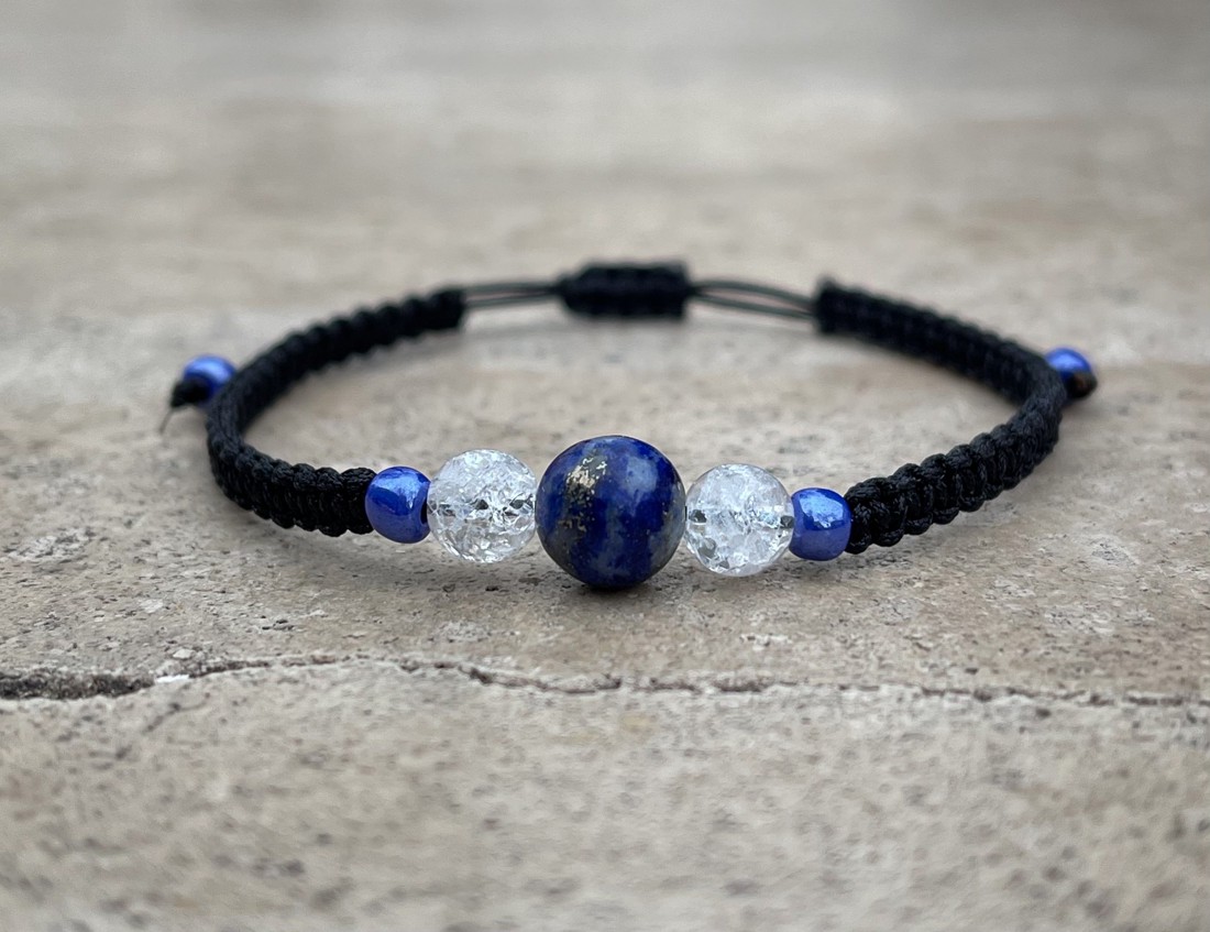 Set de brățări din lapislazuli și cristal de rocă zdrobită -  - Artynos.ro