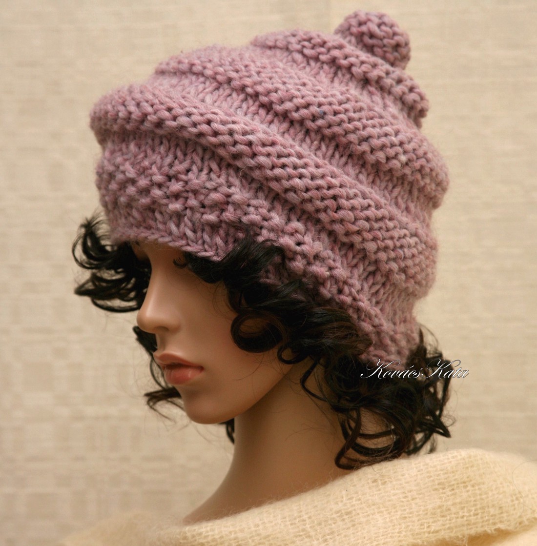 CSIGASAPI / ametist - capac de design tricotat manual - îmbrăcăminte și modă - eșarfe, pălării, fularuri - căciulă - Artynos.ro