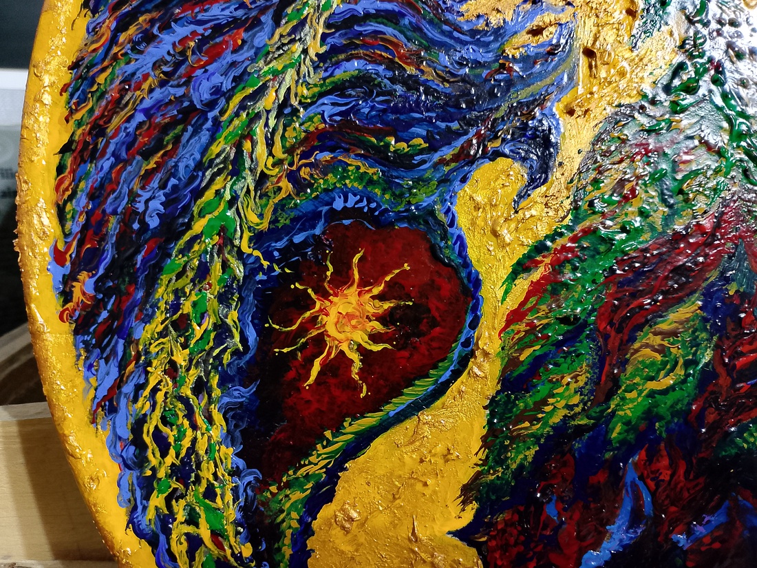 Pasărea măiastră - pictură acrilica pe lemn - casă & stil de viață - decorațiuni de casă - decorațiuni de pereți - decorațiuni suspendate - Artynos.ro