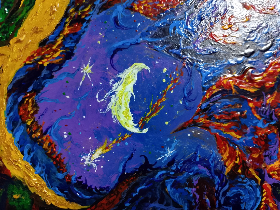 Pasărea măiastră - pictură acrilica pe lemn - casă & stil de viață - decorațiuni de casă - decorațiuni de pereți - decorațiuni suspendate - Artynos.ro