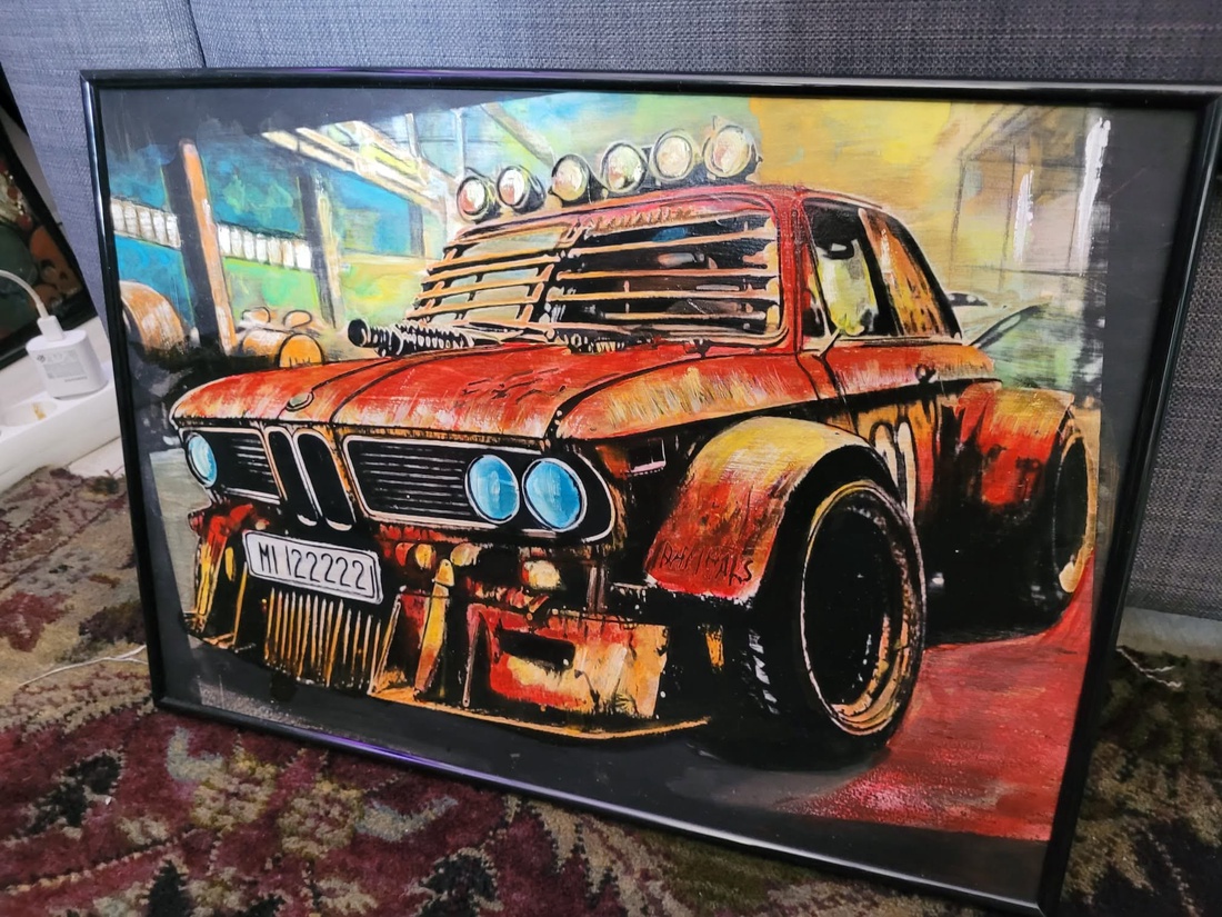 Pictură pe placaj de lemn, tematică auto - arte vizuale și accesorii  - picturi - picturi în tehnică mixtă - Artynos.ro