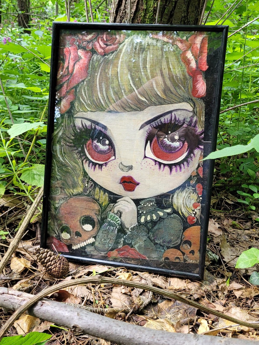 Pictură cu influențe gotice - Păpușă Goth - arte vizuale și accesorii  - picturi - picturi în tehnică mixtă - Artynos.ro