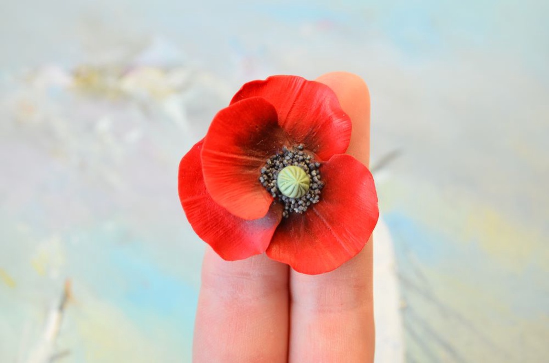 Mac Rosu - Brosa martisor - bijuterii - broșe - Artynos.ro