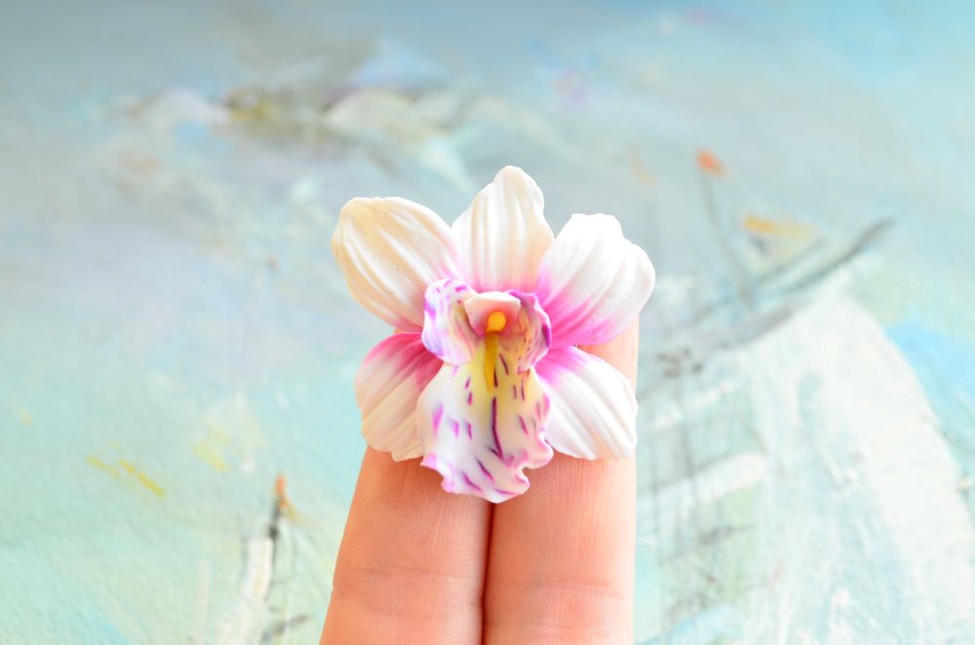 Orhidee roz- Brosa martisor - bijuterii - broșe - Artynos.ro