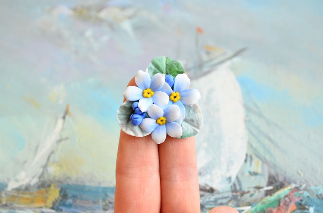 Flori de nu ma uita- Brosa martisor - bijuterii - broșe - Artynos.ro