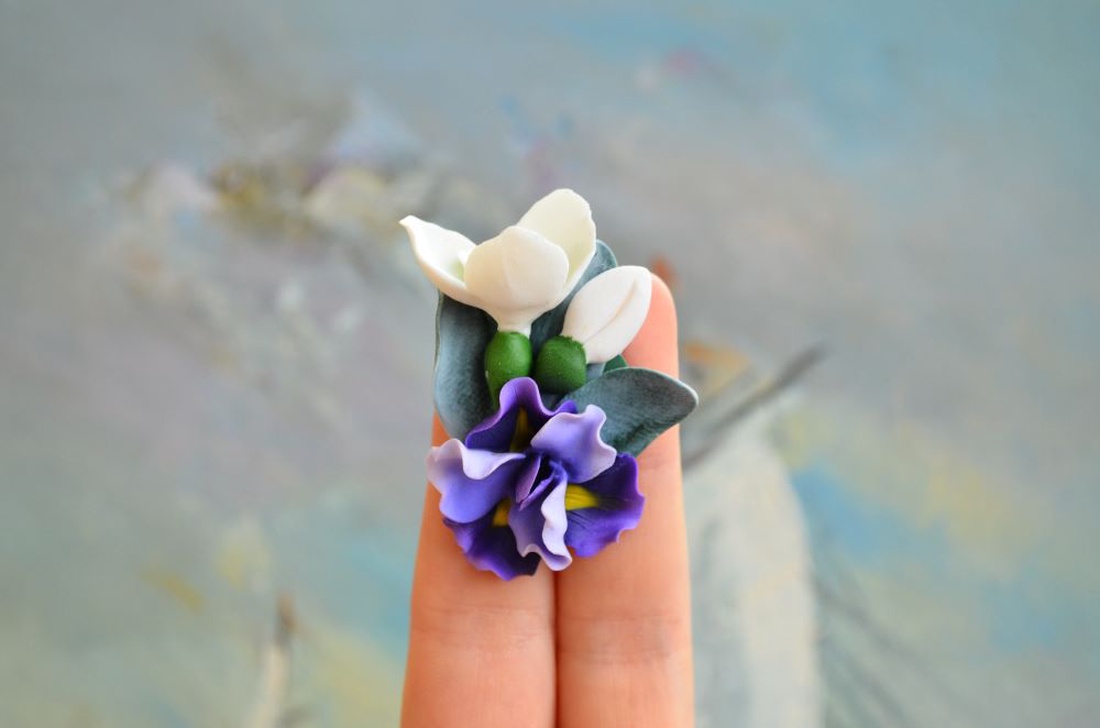 Iris si ghiocei- Brosa martisor - bijuterii - broșe - Artynos.ro