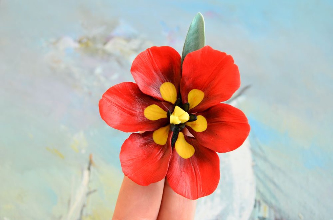 Laleaua rosie- Brosa mare - bijuterii - broșe - Artynos.ro