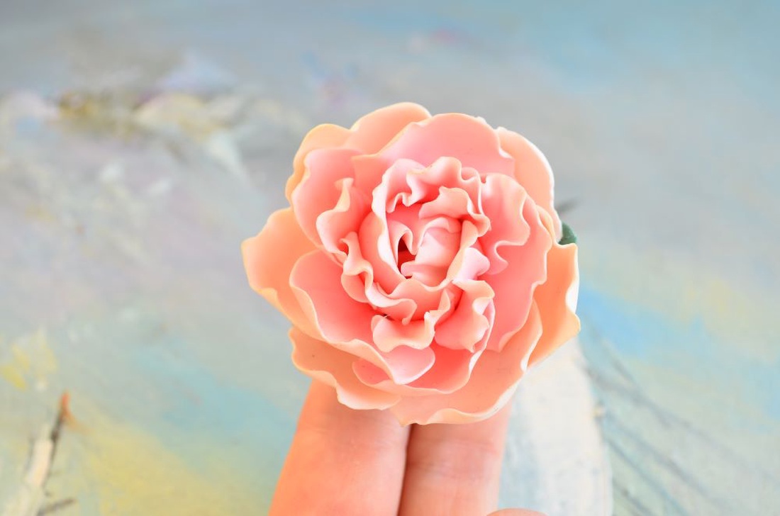 Bujor corai -Brosa mare - bijuterii - broșe - Artynos.ro