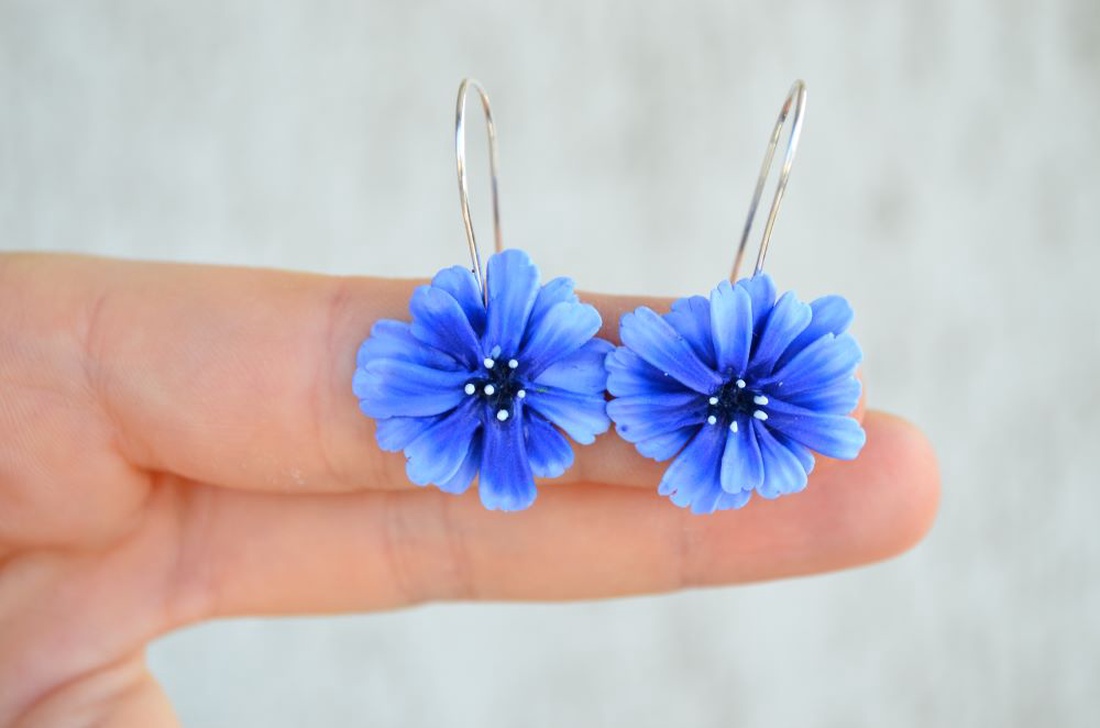 Cicoare albastra- Cercei tortita - bijuterii - cercei - cercei lungi - Artynos.ro