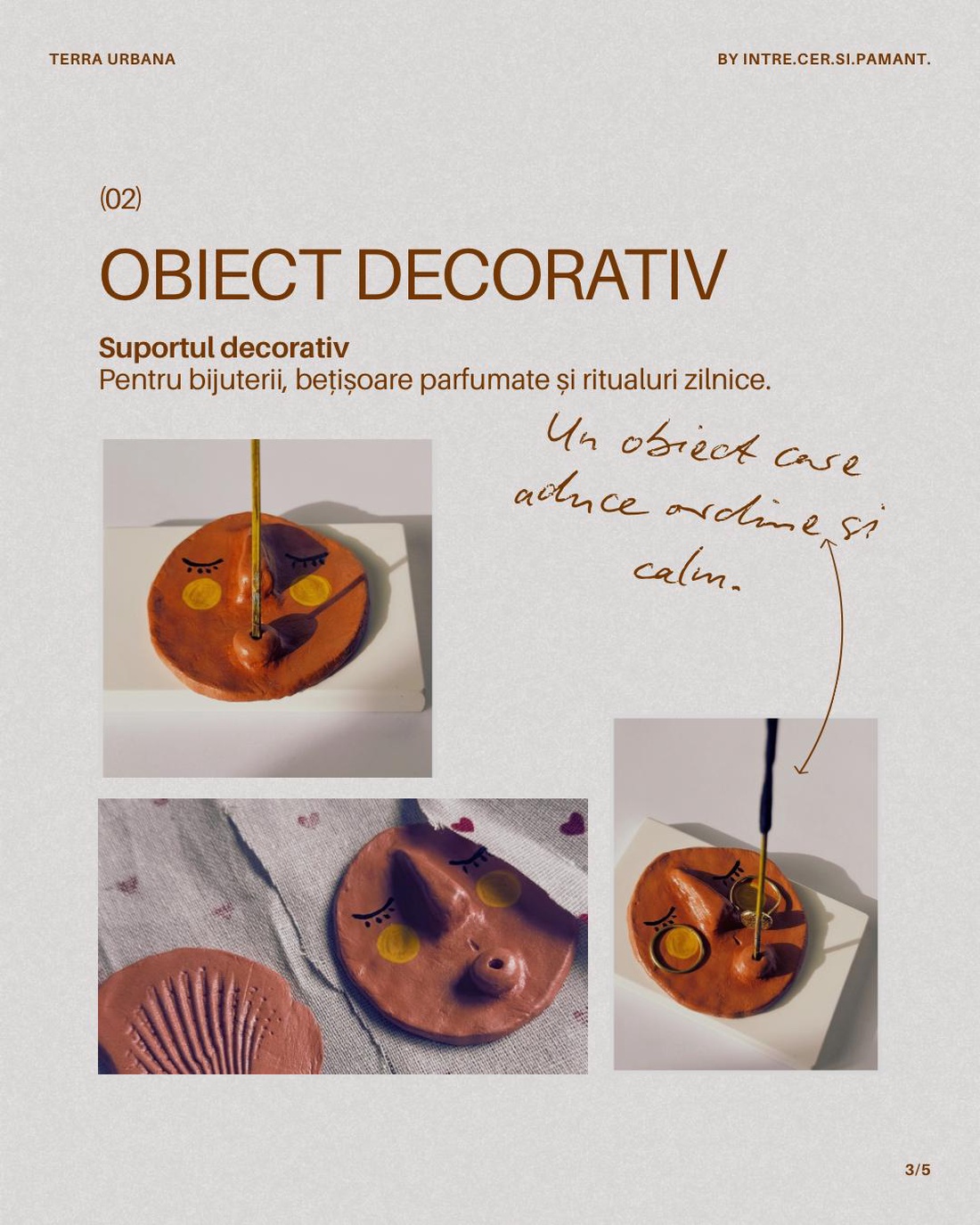 Suport pentru bijuterii si betisoare parfumate - arte vizuale și accesorii  - sculptură - sculpturi și figurine din ceramică - Artynos.ro