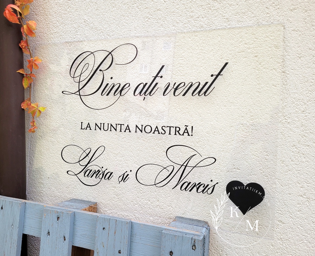 Panou intampinare nunta din plexiglas transparent cu inimioara - accesorii nuntă - materiale decor pentru nuntă - tablouri și indicatoare nuntă - Artynos.ro