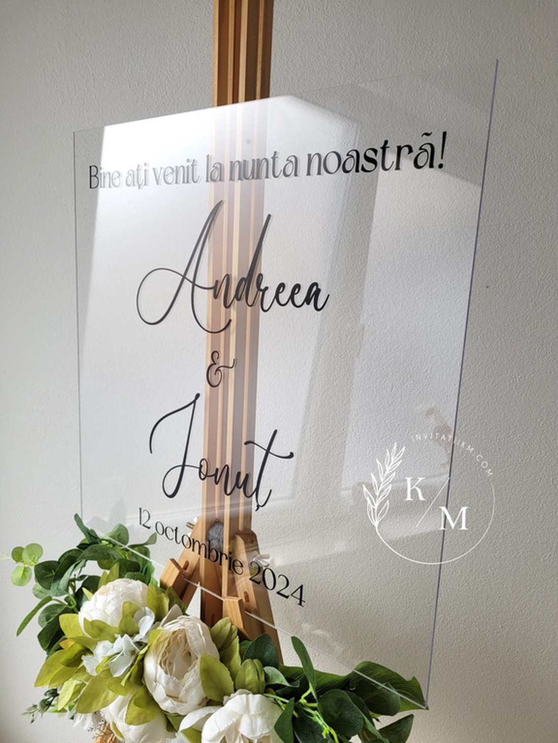 Panou intampinare nunta din plexiglas transparent - accesorii nuntă - materiale decor pentru nuntă - tablouri și indicatoare nuntă - Artynos.ro