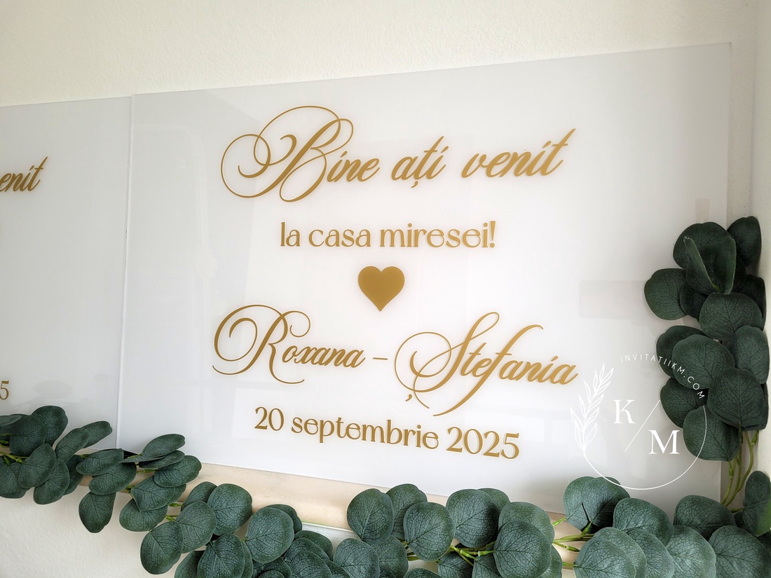 Set Placute Bine ati Venit la Casa Miresei/Mirelui/Nasilor - accesorii nuntă - materiale decor pentru nuntă - tablouri și indicatoare nuntă - Artynos.ro
