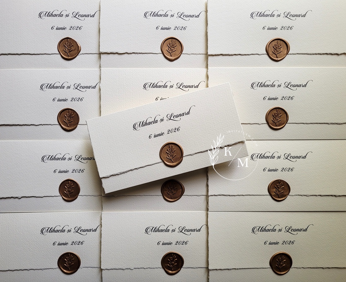 Invitatie de nunta cu sigiliu din ceara si margini rupte manual - accesorii nuntă - invitații și felicitări de nuntă - invitații nuntă - Artynos.ro
