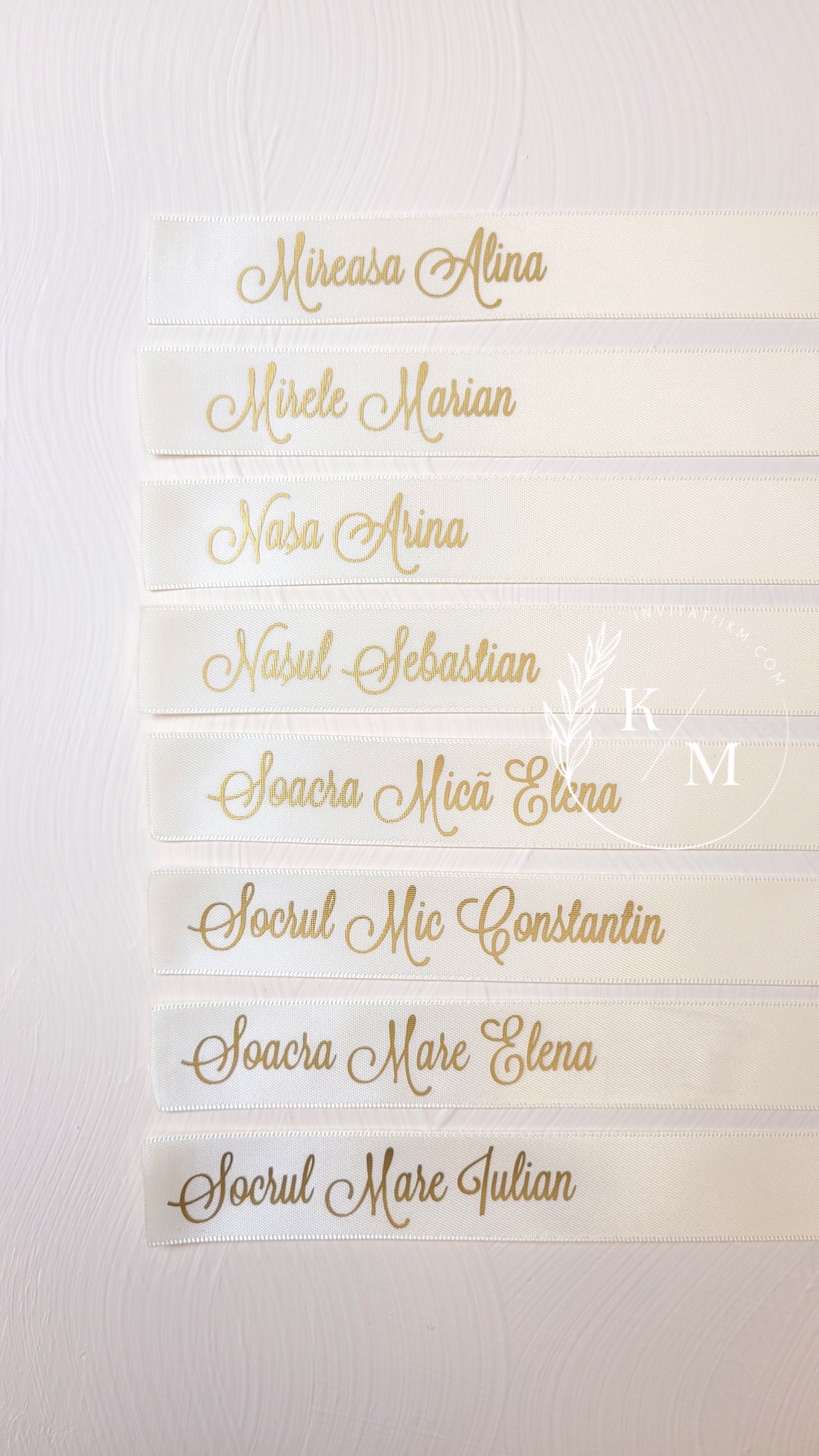 Set 10 panglici personalizate din satin pentru pahare/umerase/meniuri nunta - accesorii nuntă - materiale decor pentru nuntă - decorațiuni nuntă - Artynos.ro