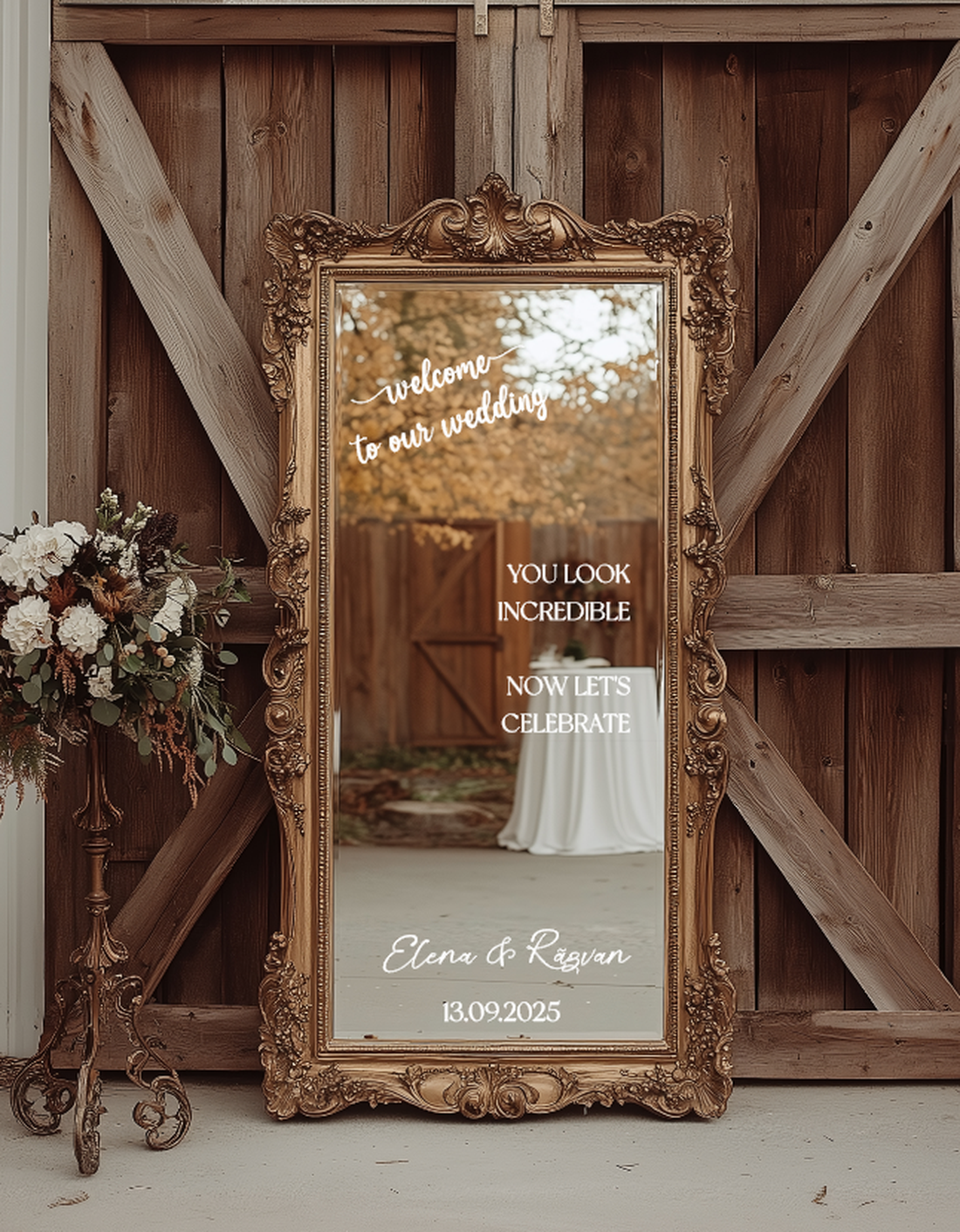Set stickere personalizate pentru oglinzi nunta - accesorii nuntă - materiale decor pentru nuntă - decorațiuni nuntă - Artynos.ro