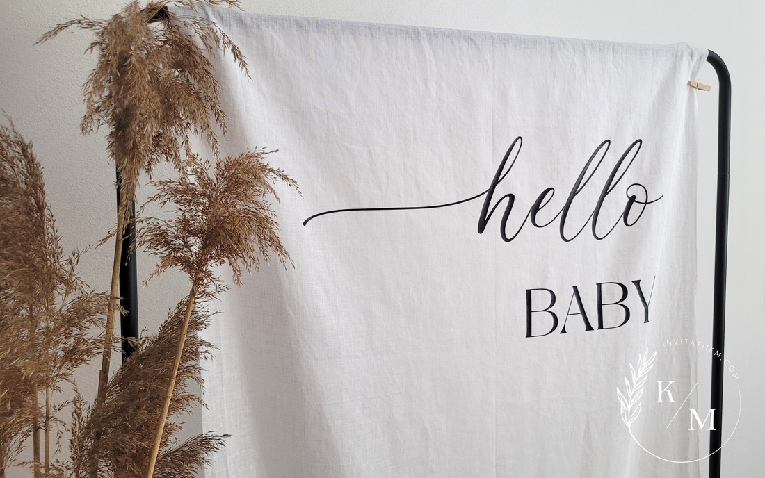 Banner textil Baby Shower Hello Baby  - accesorii nuntă - materiale decor pentru nuntă - tablouri și indicatoare nuntă - Artynos.ro