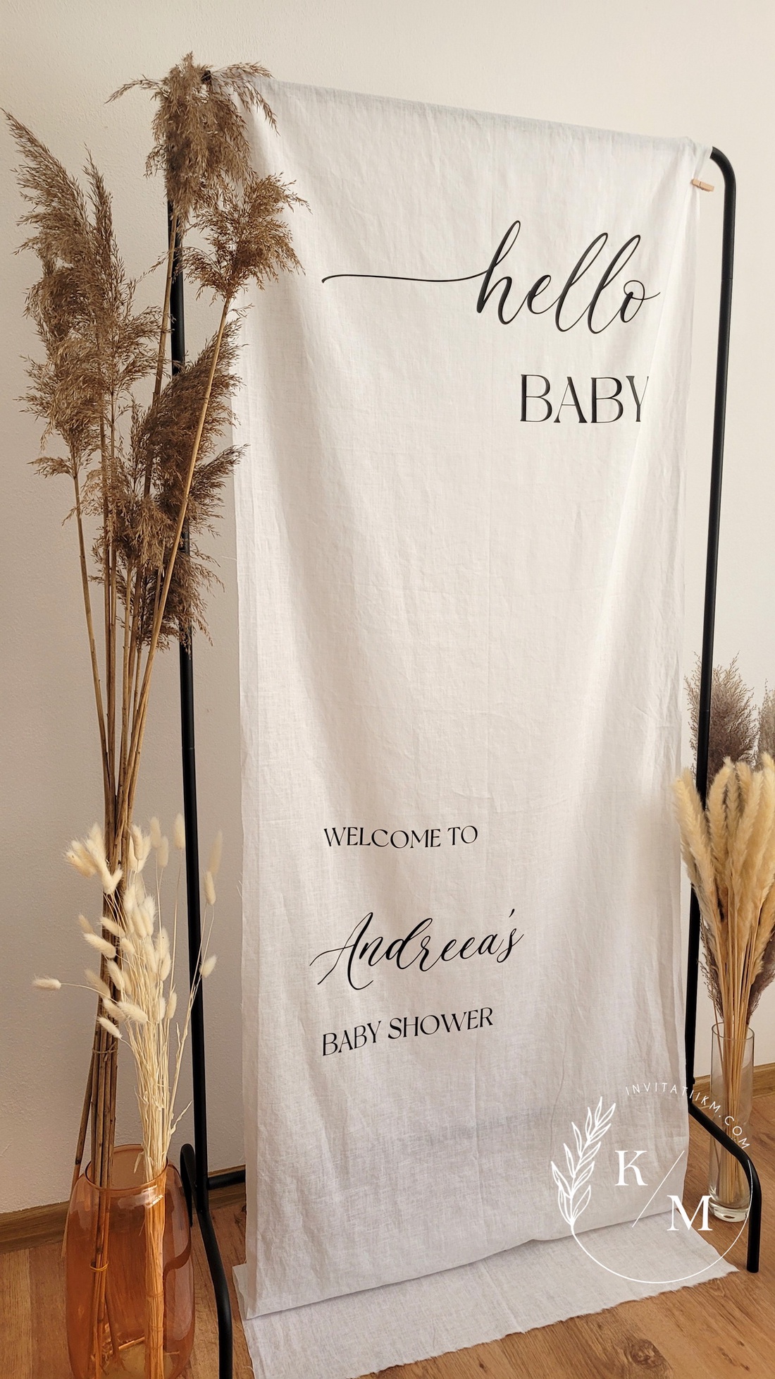 Banner textil Baby Shower Hello Baby  - accesorii nuntă - materiale decor pentru nuntă - tablouri și indicatoare nuntă - Artynos.ro