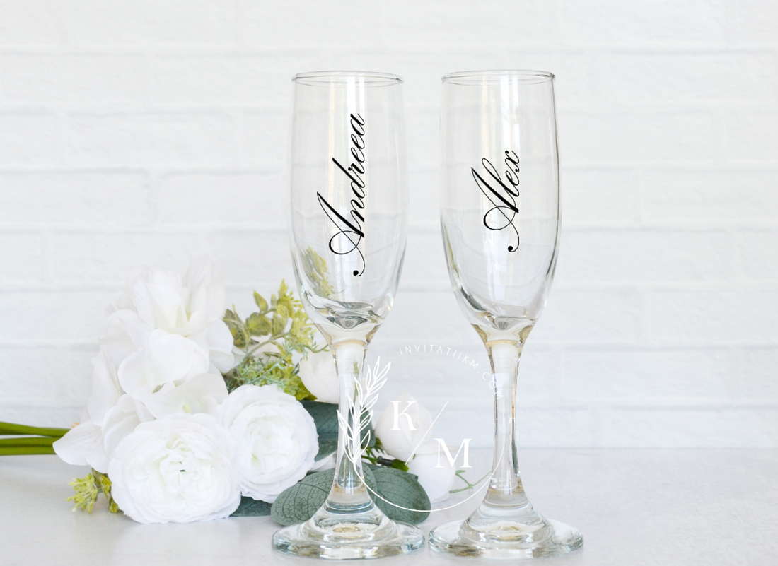 Set 4 stickere personalizate pentru pahare nunta - accesorii nuntă - materiale decor pentru nuntă - decorațiuni nuntă - Artynos.ro