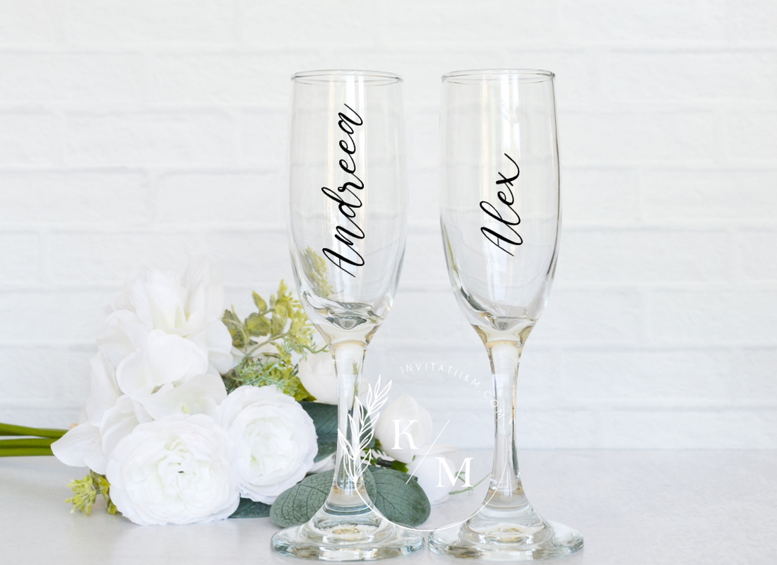 Set 4 stickere personalizate pentru pahare nunta - accesorii nuntă - materiale decor pentru nuntă - decorațiuni nuntă - Artynos.ro