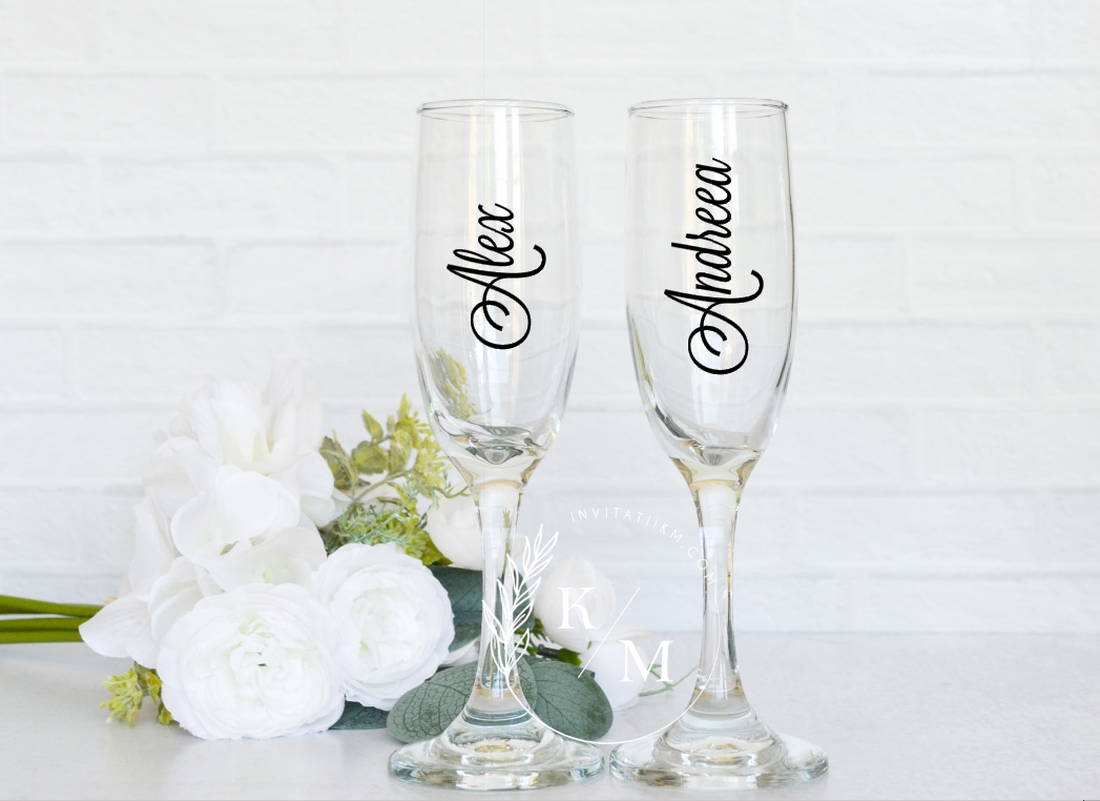 Set 4 stickere personalizate pentru pahare nunta - accesorii nuntă - materiale decor pentru nuntă - decorațiuni nuntă - Artynos.ro
