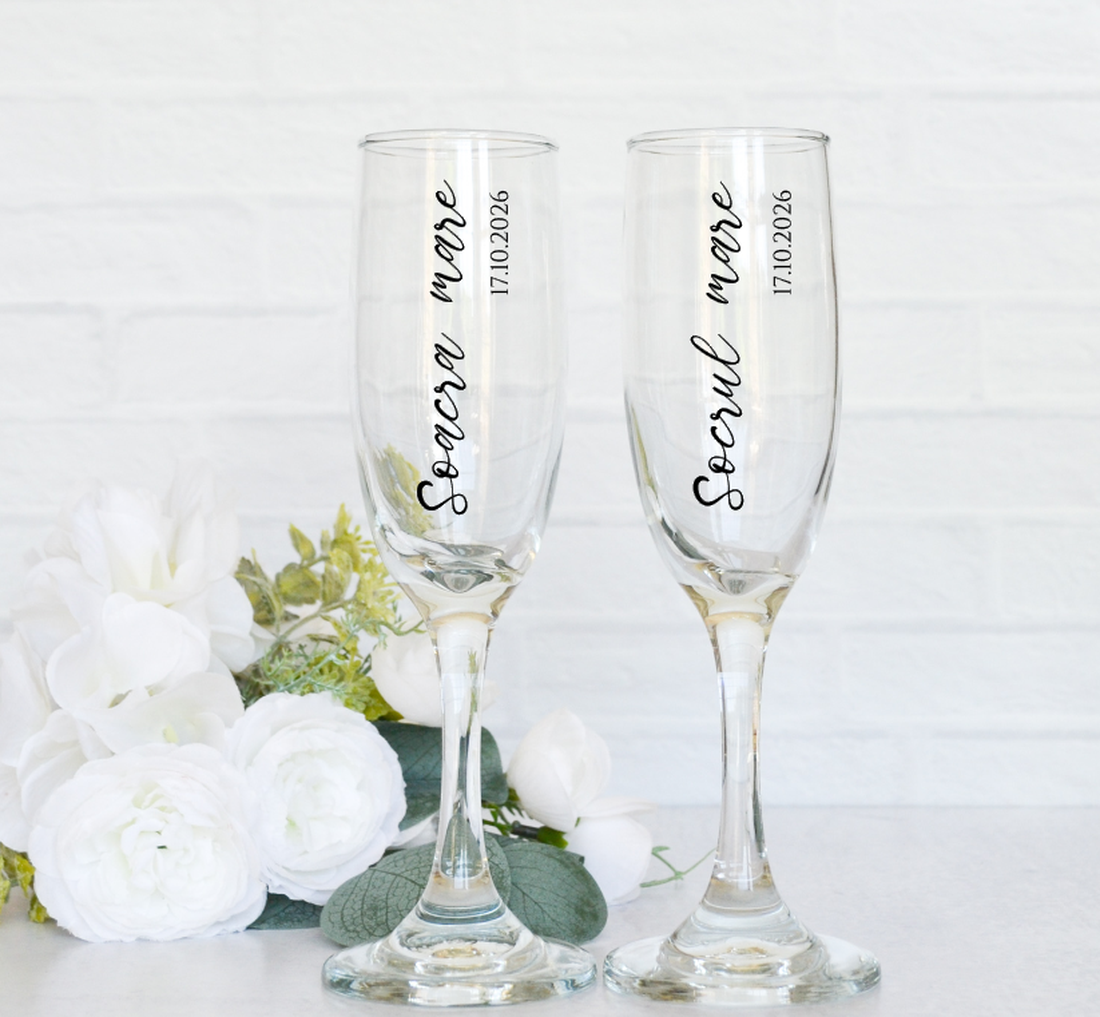 Set 4 stickere personalizate pentru pahare nunta - accesorii nuntă - materiale decor pentru nuntă - decorațiuni nuntă - Artynos.ro
