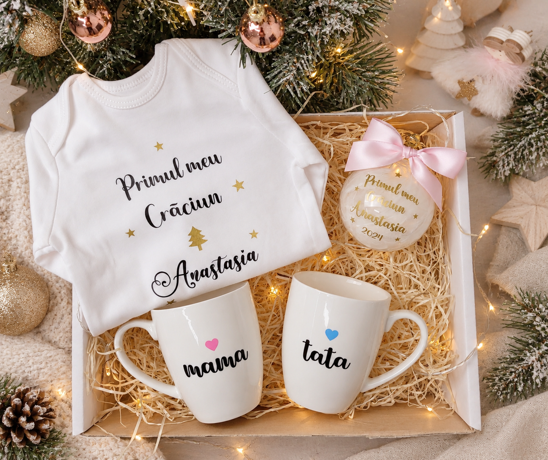 Cadou de Craciun pentru parinti si bebelus (fetita) - crăciun - decorațiuni de crăciun de casă - globuri de crăciun - Artynos.ro
