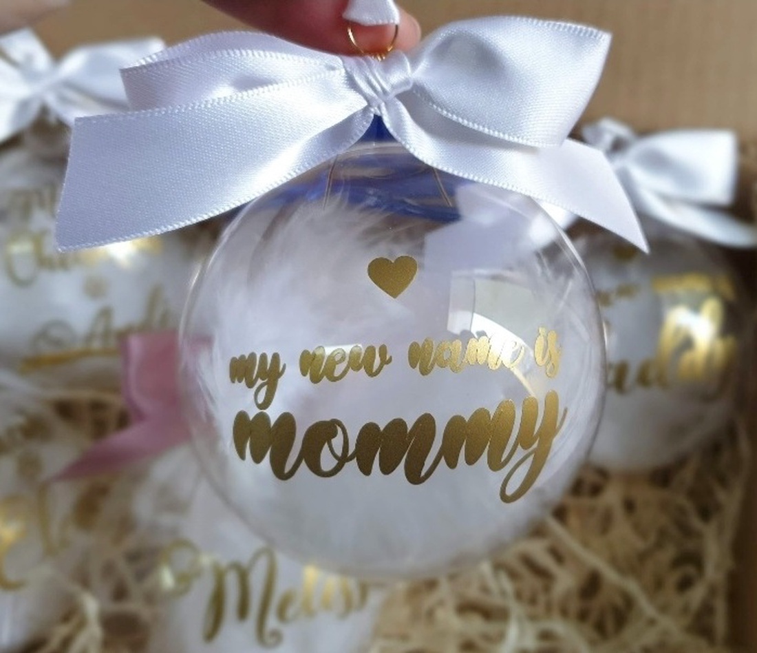 Set 3 Globuri de Crăciun personalizate pentru familie My New Name is Mommy/Daddy - crăciun - decorațiuni de crăciun de casă - globuri de crăciun - Artynos.ro