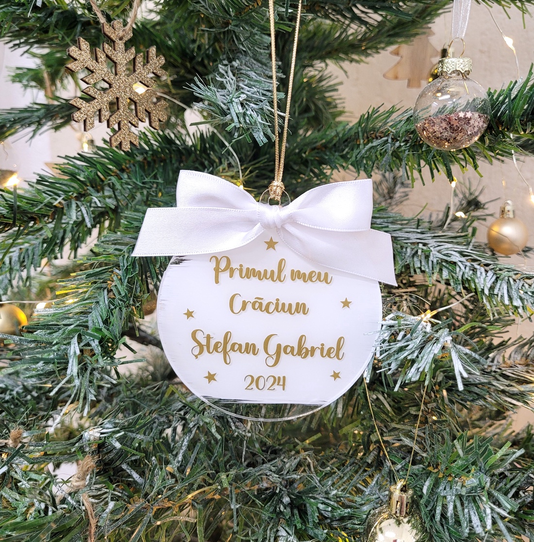 Set 3 Ornamente de Craciun pentru familie, personalizate cu nume - crăciun - decorațiuni de crăciun de casă - globuri de crăciun - Artynos.ro