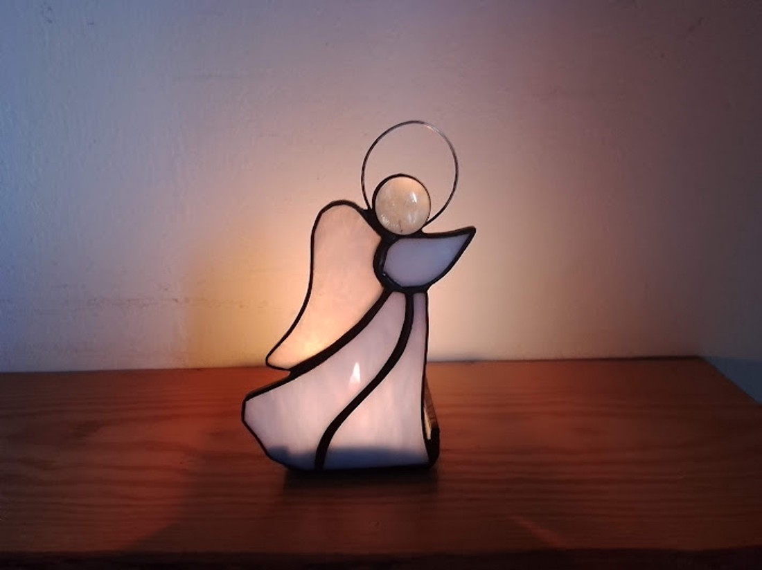 înger Tiffany Suport Lumânare - accesorii de crăciun - decorațiuni de advent - decorațiuni de lumânări advent  - Artynos.ro