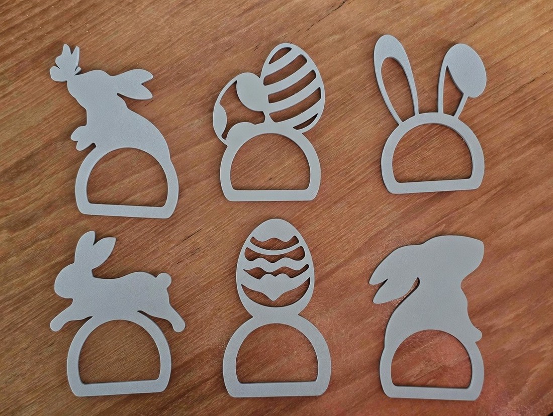 Set de inele pentru șervețele cu iepurașul de Paște � 6 bucăți, decor gri mat -  - Artynos.ro