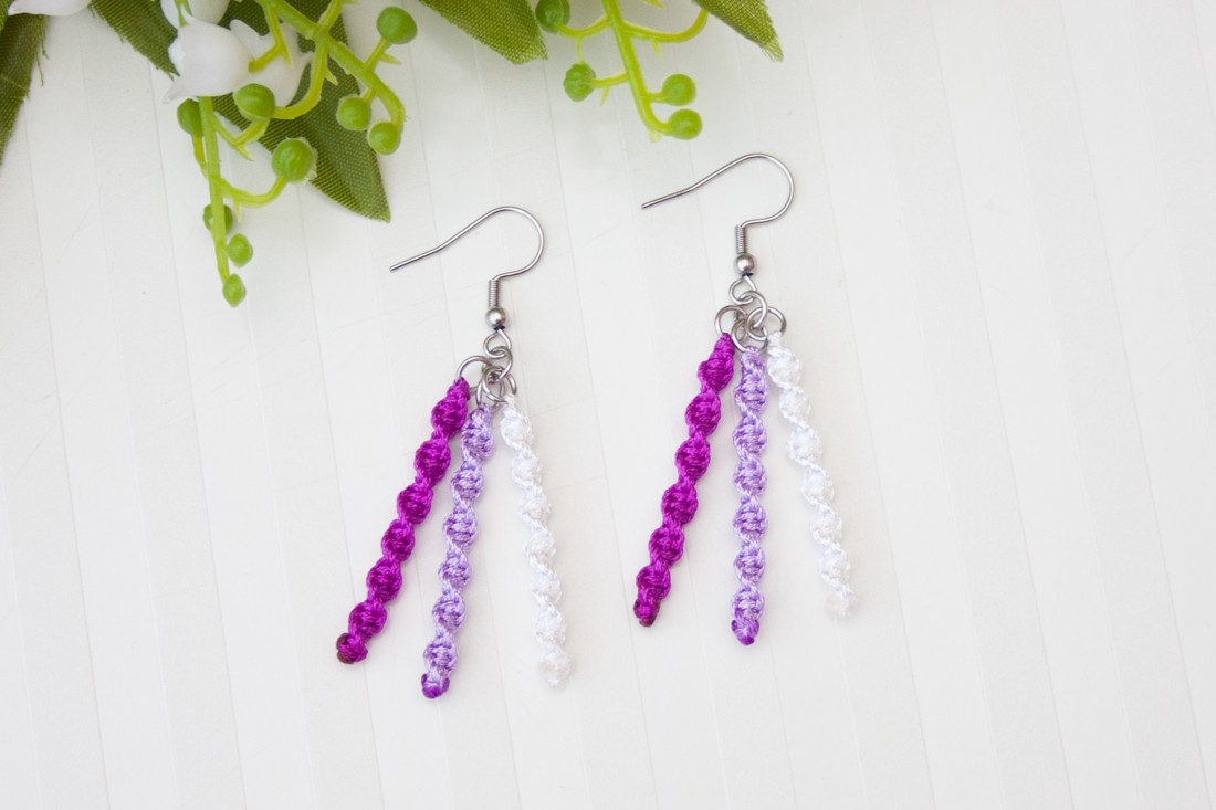 Cercei macrame - Purple twist -  - Artynos.ro