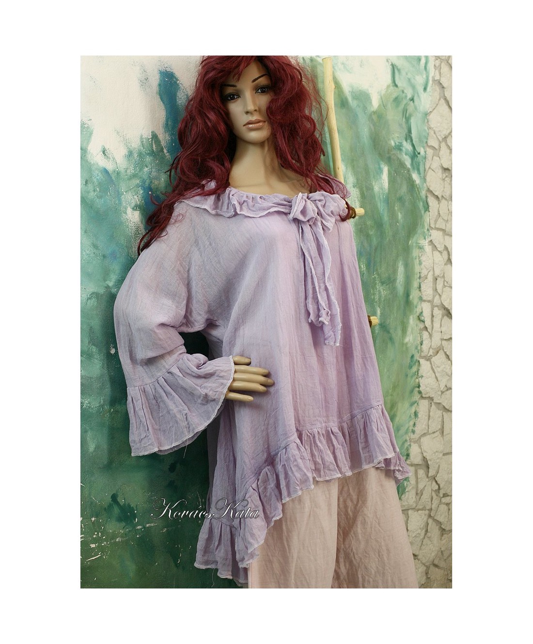 POÉTA / PASZTELL TUNIKA - design romantic cu aspect stratificat blúz - îmbrăcăminte și modă - haine damă - tunică - Artynos.ro