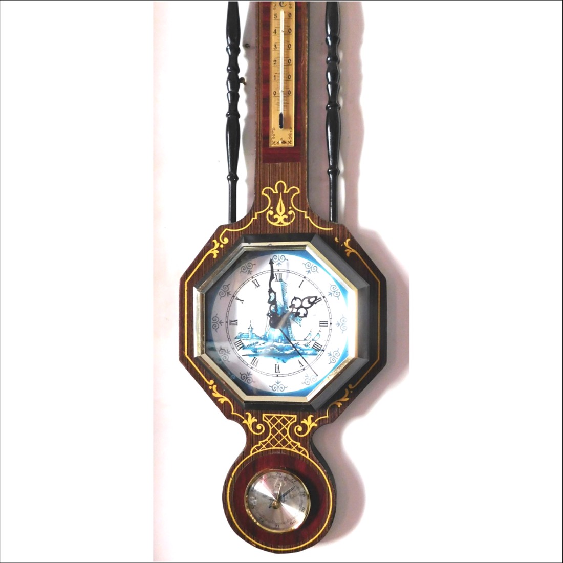 Ceas de perete și barometru antic frumos, înalt de 74 cm - casă & stil de viață - decorațiuni de casă - decorațiuni de pereți - ceasuri de perete - Artynos.ro