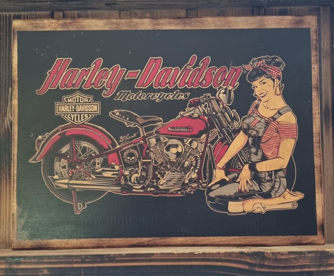 Harley Davidson imagine din lemn - casă & stil de viață - accesorii pentru decorat casa - picturi murale - artă de perete din lemn - Artynos.ro