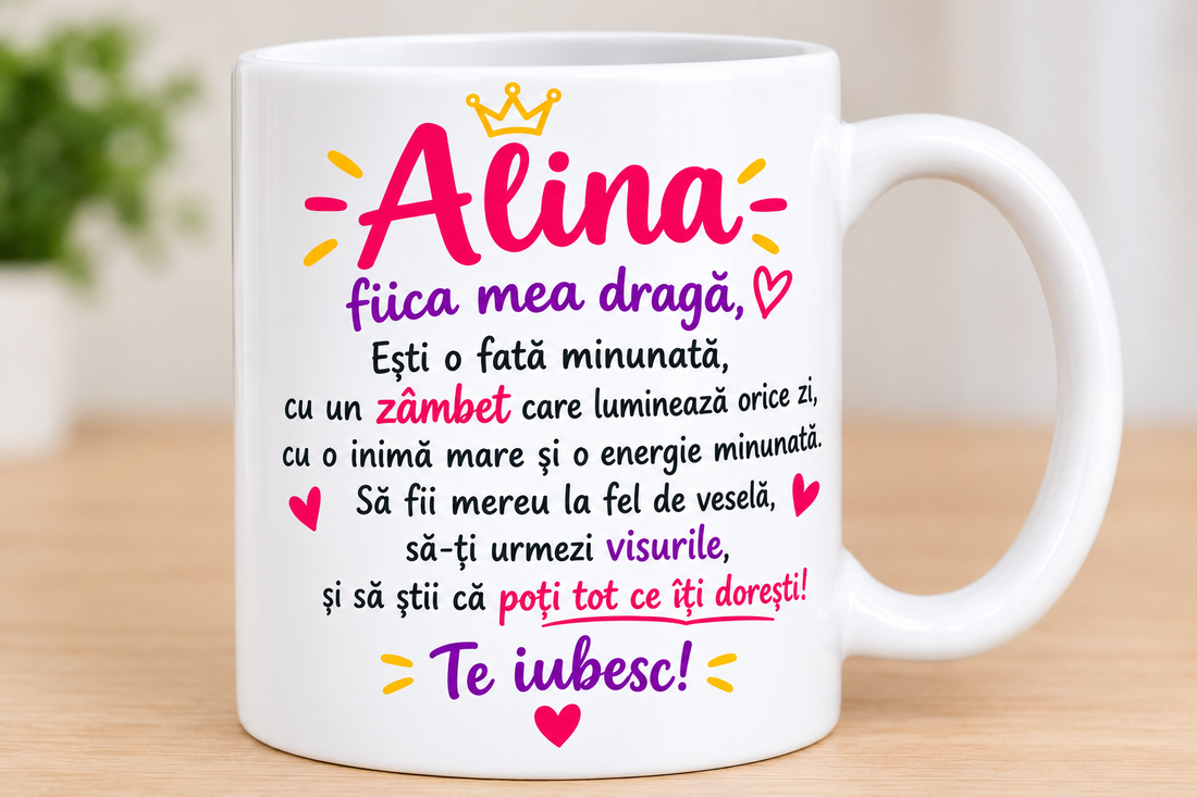 Cană  personalizată cu nume Alina+breloc foto gratuit  - casă & stil de viață - echipamente de bucătărie - accesorii de servire - căni - Artynos.ro