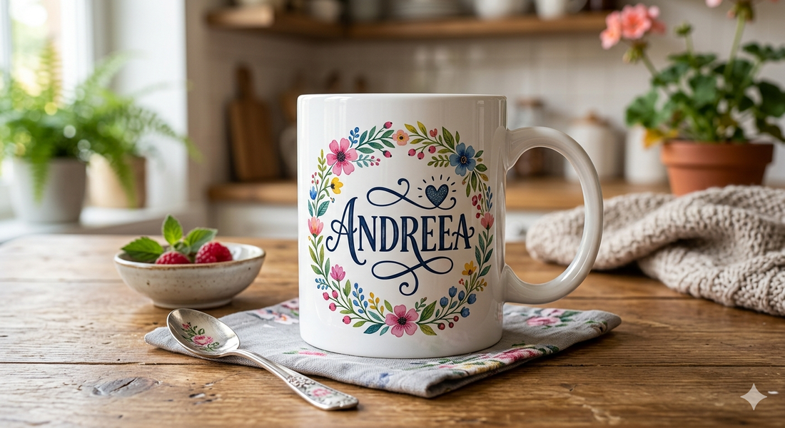 Cana Andreea +1breloc gratuit la comanda - casă & stil de viață - echipamente de bucătărie - accesorii de servire - căni - Artynos.ro