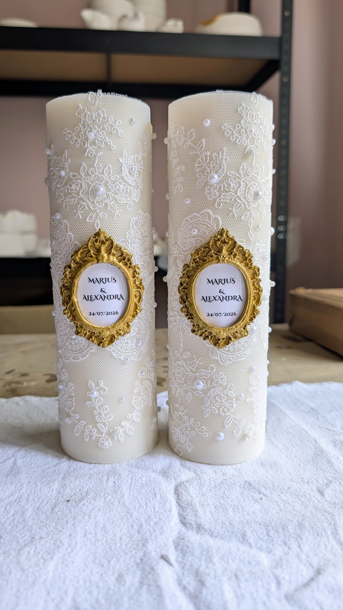 Lumânări cununie - accesorii nuntă - materiale decor pentru nuntă - lumânări de nuntă și suport lumânări - Artynos.ro