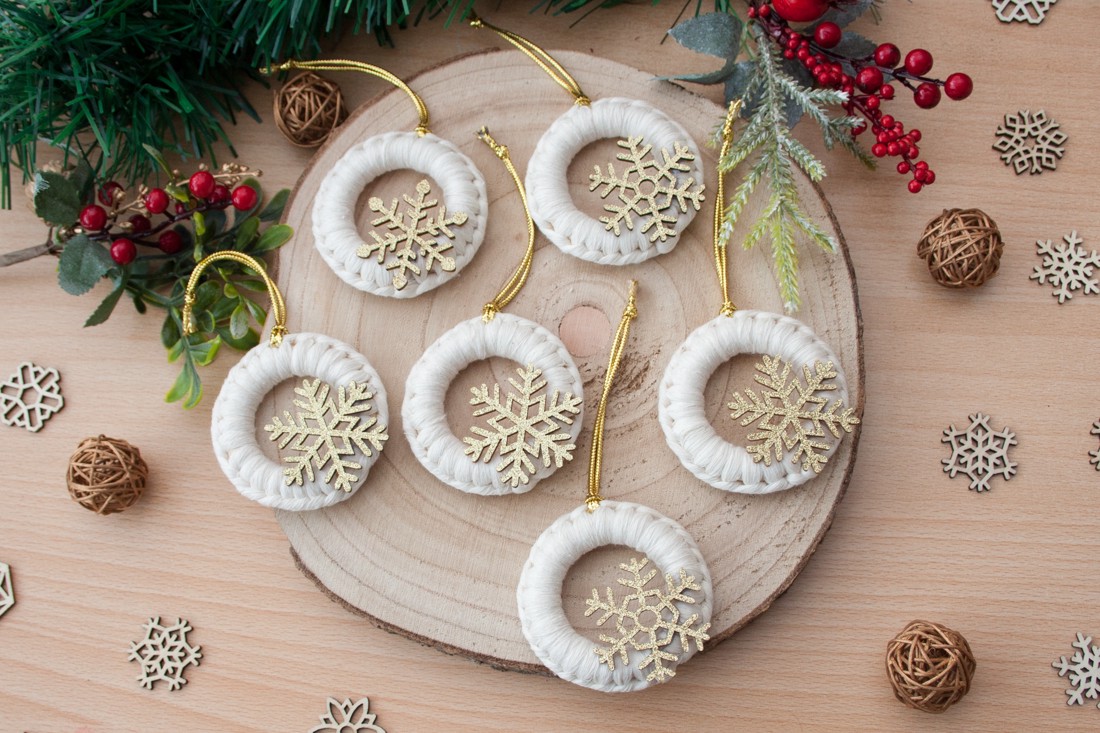 Macrame hoop Crăciun ornament 6 bucăți -  - Artynos.ro