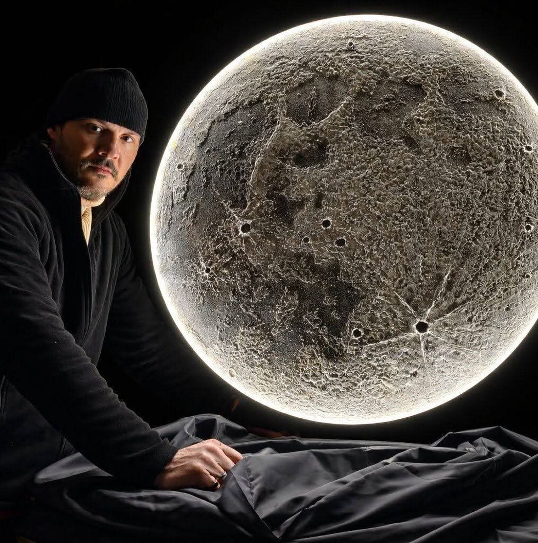 Tablou decorativ Luna LED 111 cm � handmade �  artă modernă - casă & stil de viață - lămpi și corpuri de iluminat - tablouri cu leduri - Artynos.ro