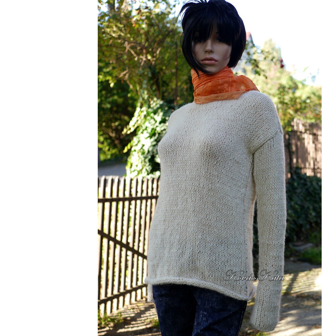 AMANDA ALPAKA-PULCSI - pulover minimalist exclusiv tricotat manual / grâu - îmbrăcăminte și modă - haine damă - hanorace, cardigane - Artynos.ro