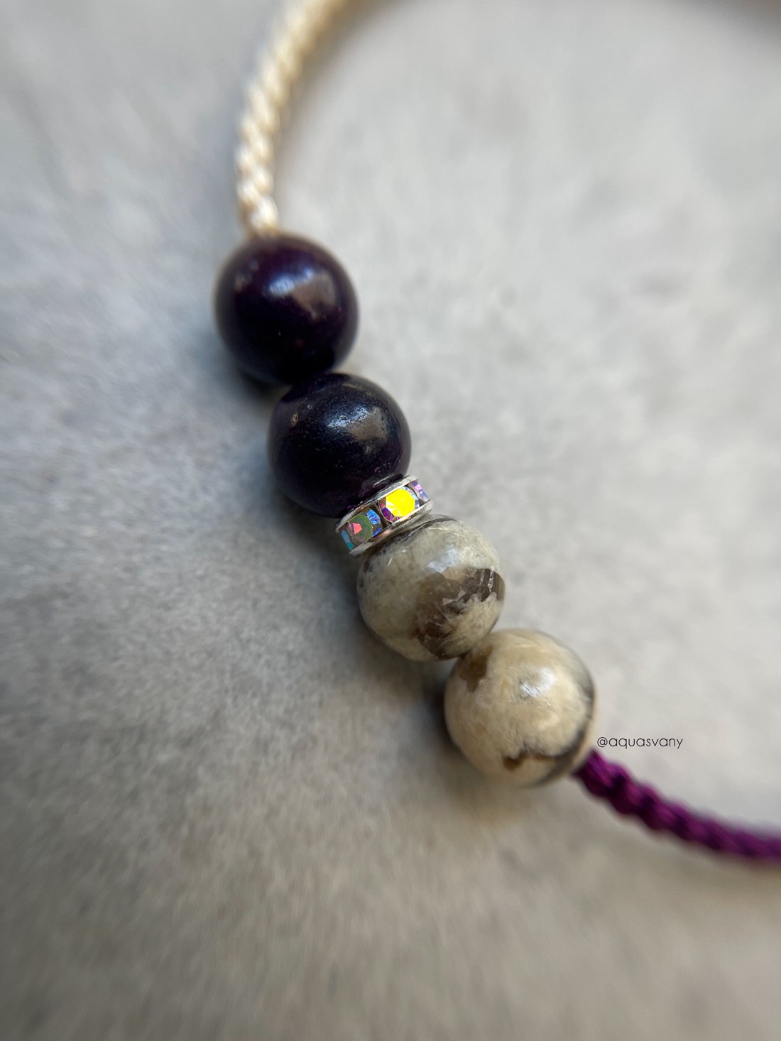 Zebradorit și brățară minerală macrame mov -  - Artynos.ro