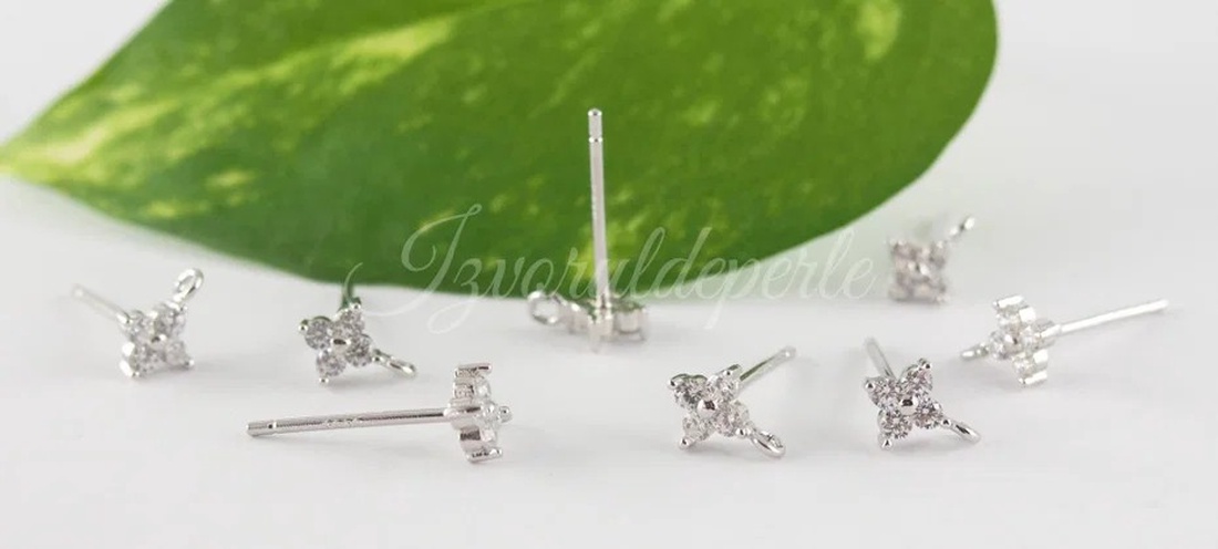 Baza cercei, argint 925 si cubic zirconia (1per) - accessorii și unelte - accesorii pentru bijuterii - Artynos.ro