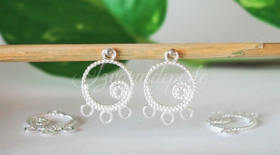 Baza cercei, argint 925 si cubic zirconia (1per) - accessorii și unelte - accesorii pentru bijuterii - Artynos.ro